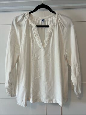 Women's Cream Long-Sleeve Peasant Top Size L Old Navy